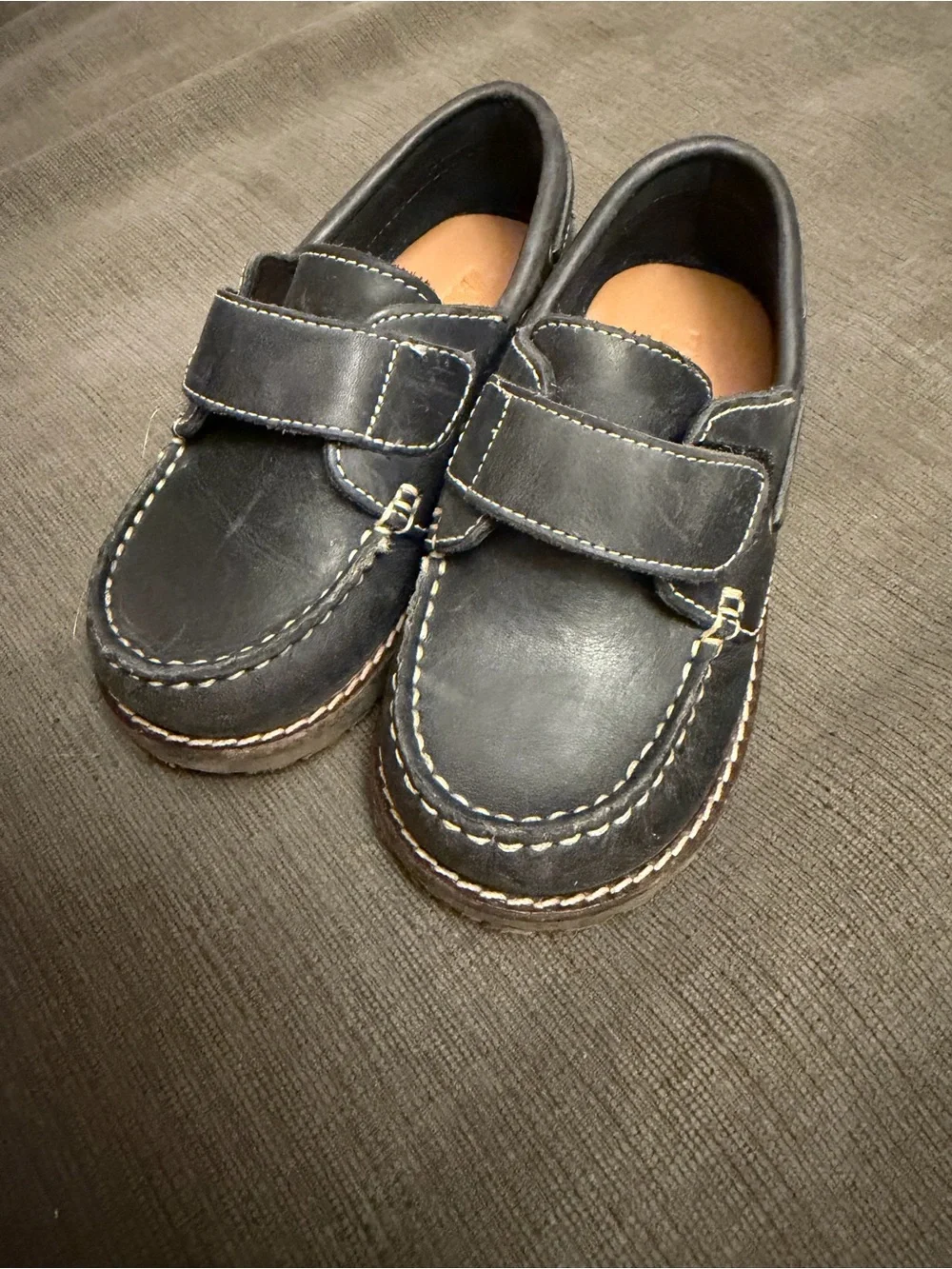 Zara Kids Black Leather Moccasin Loafers size 25 us 8 and H&M size 8.5 for boys